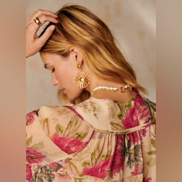 Sezane Lieven Blouse Size 42 Floral - Picture 4 of 8